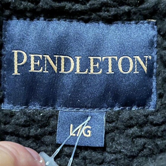 Pendleton Jacket Mens Large Brown Canvas Lined Snap Front Sherpa Collar Workwear - Picture 7 of 10